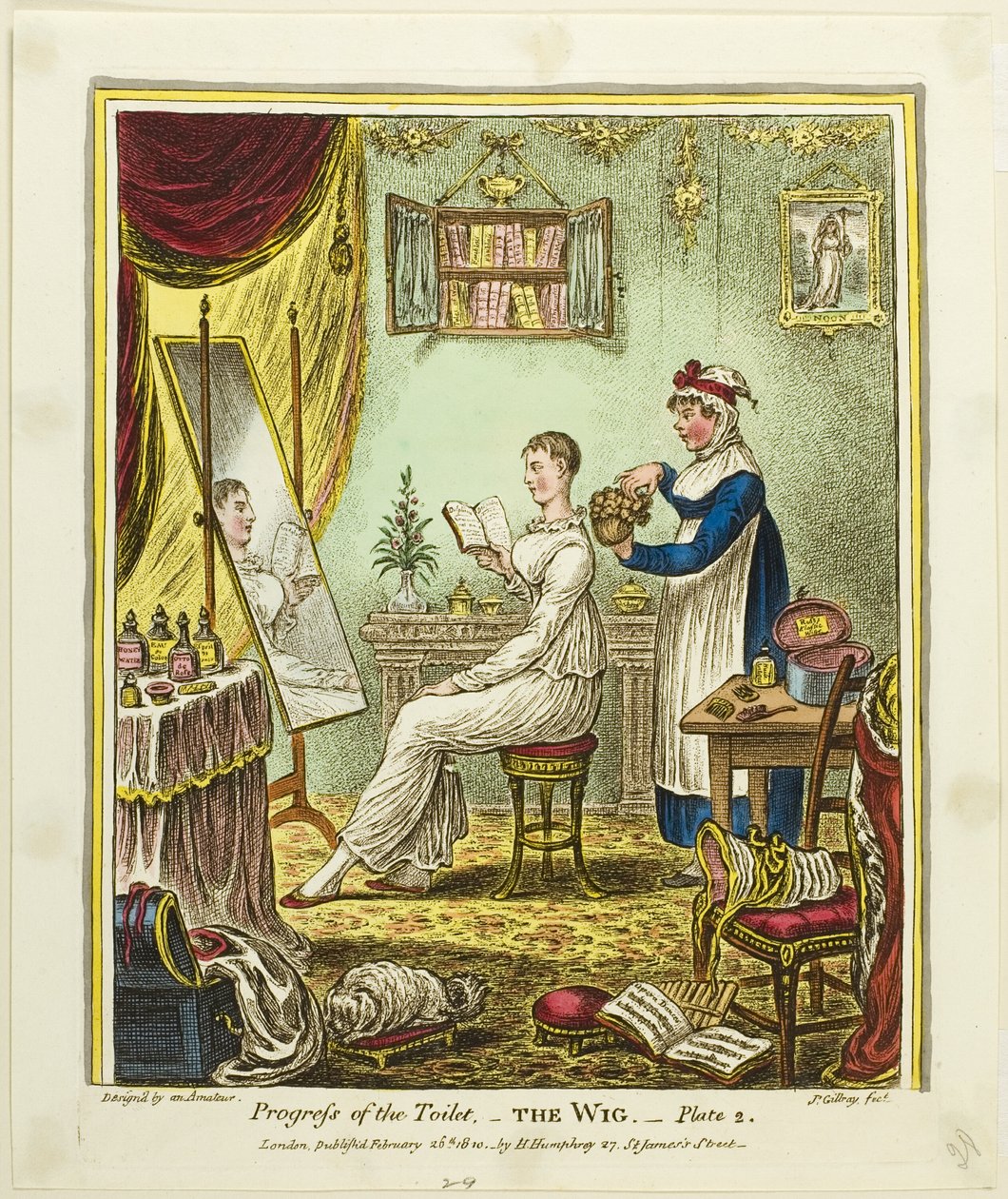 La parrucca, tavola due da Progresso della toilette da James Gillray