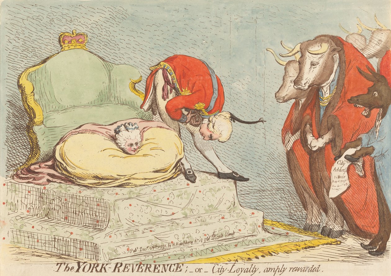La riverenza di York; - ovvero - La lealtà della città ampiamente ricompensata da James Gillray