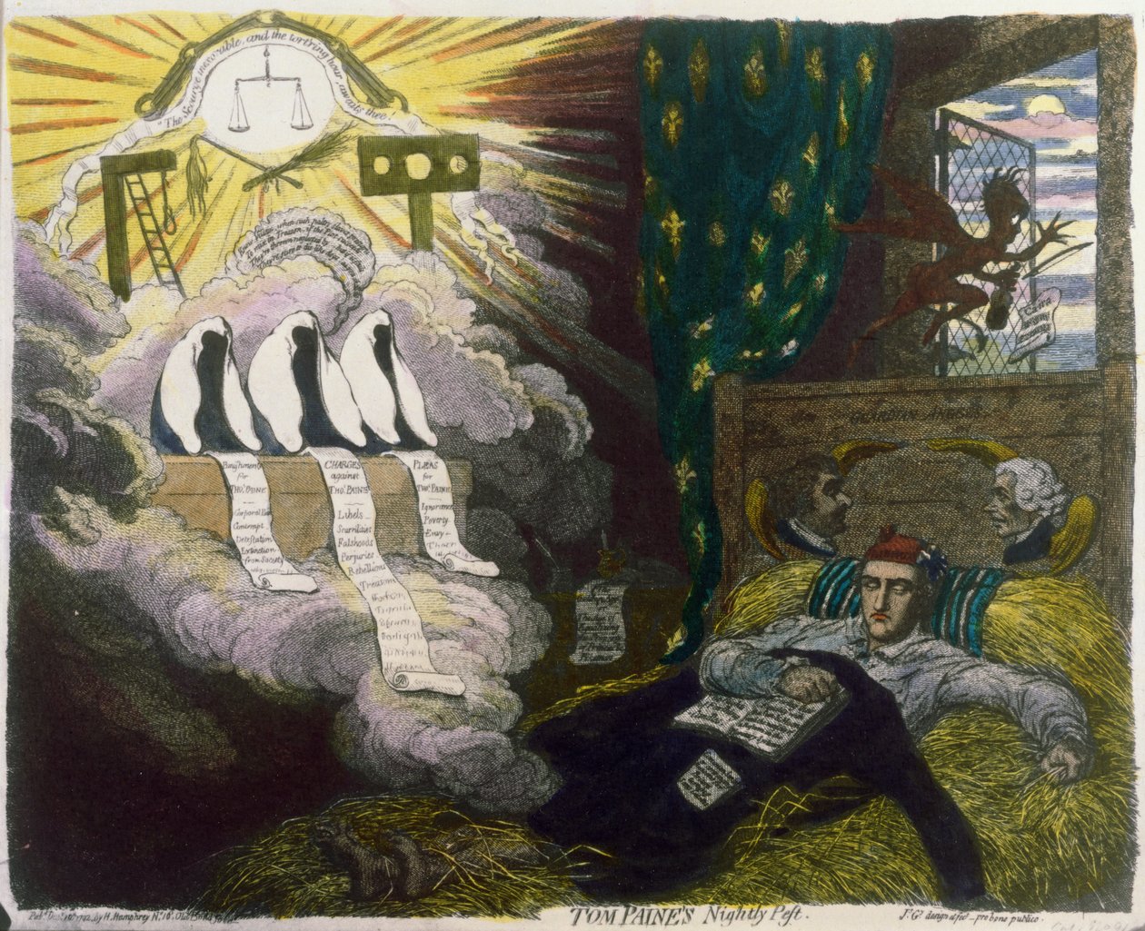 Il flagello notturno di Tom Paine, pubblicato da Hannah Humphrey da James Gillray