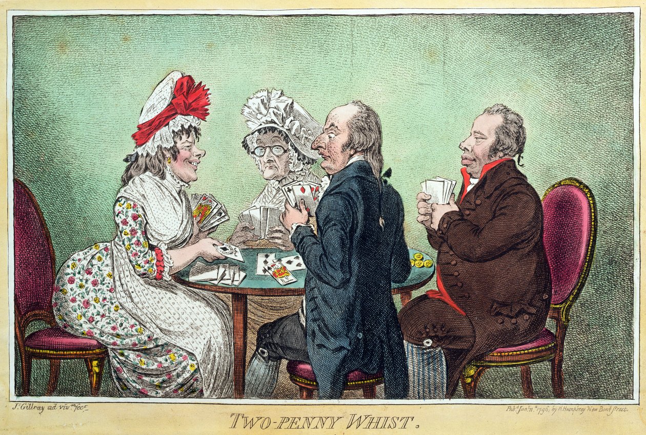 Due soldi a Whist, pubblicato da Hannah Humphrey nel 1796 da James Gillray