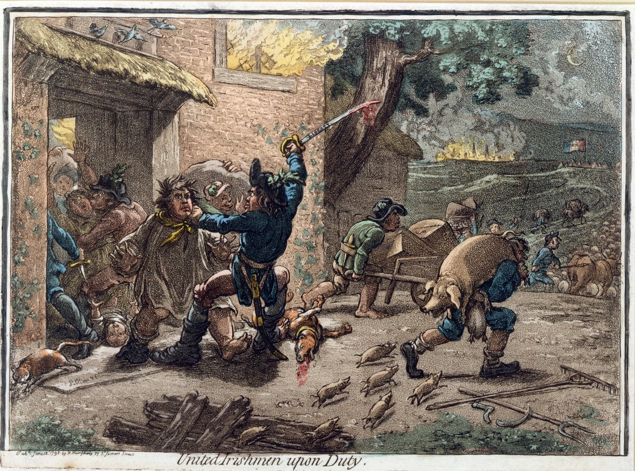 Irlandesi Uniti in Servizio, pubblicato da Hannah Humphrey nel 1798 da James Gillray