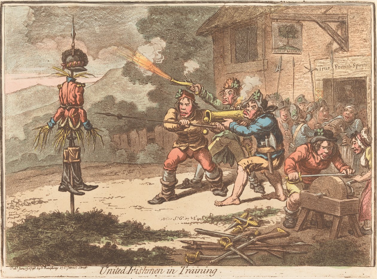 Irlandesi Uniti in addestramento da James Gillray