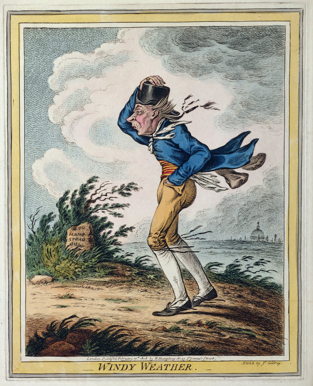Tempo ventoso, pubblicato da Hannah Humphrey nel 1808 da James Gillray