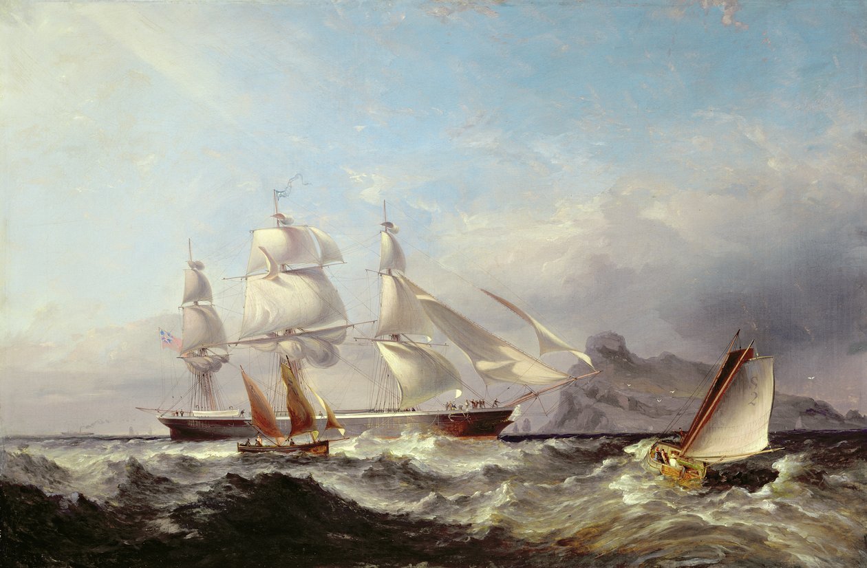 Un clipper al largo del faro di Mumbles, Swansea da James Harris of Swansea