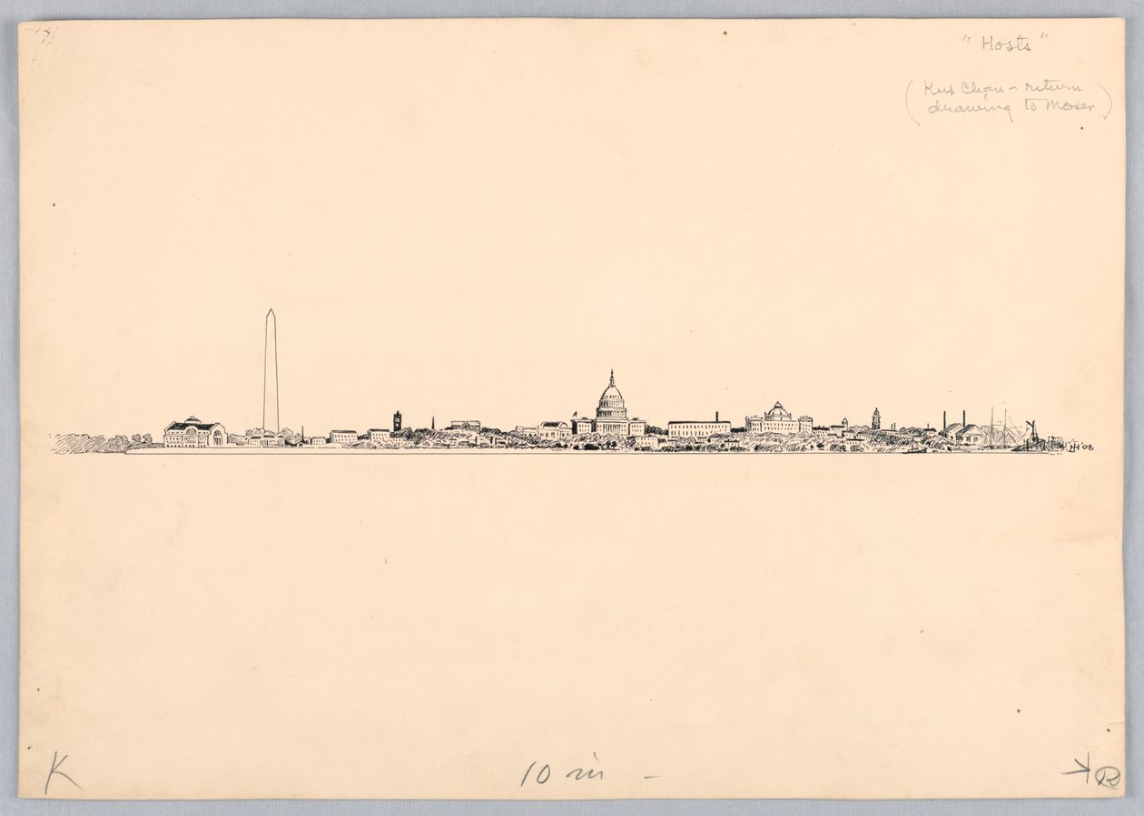 Skyline di Washington, progetto per la cena del Washington Board of Trade, 13 maggio 1908 da James Henry Moser