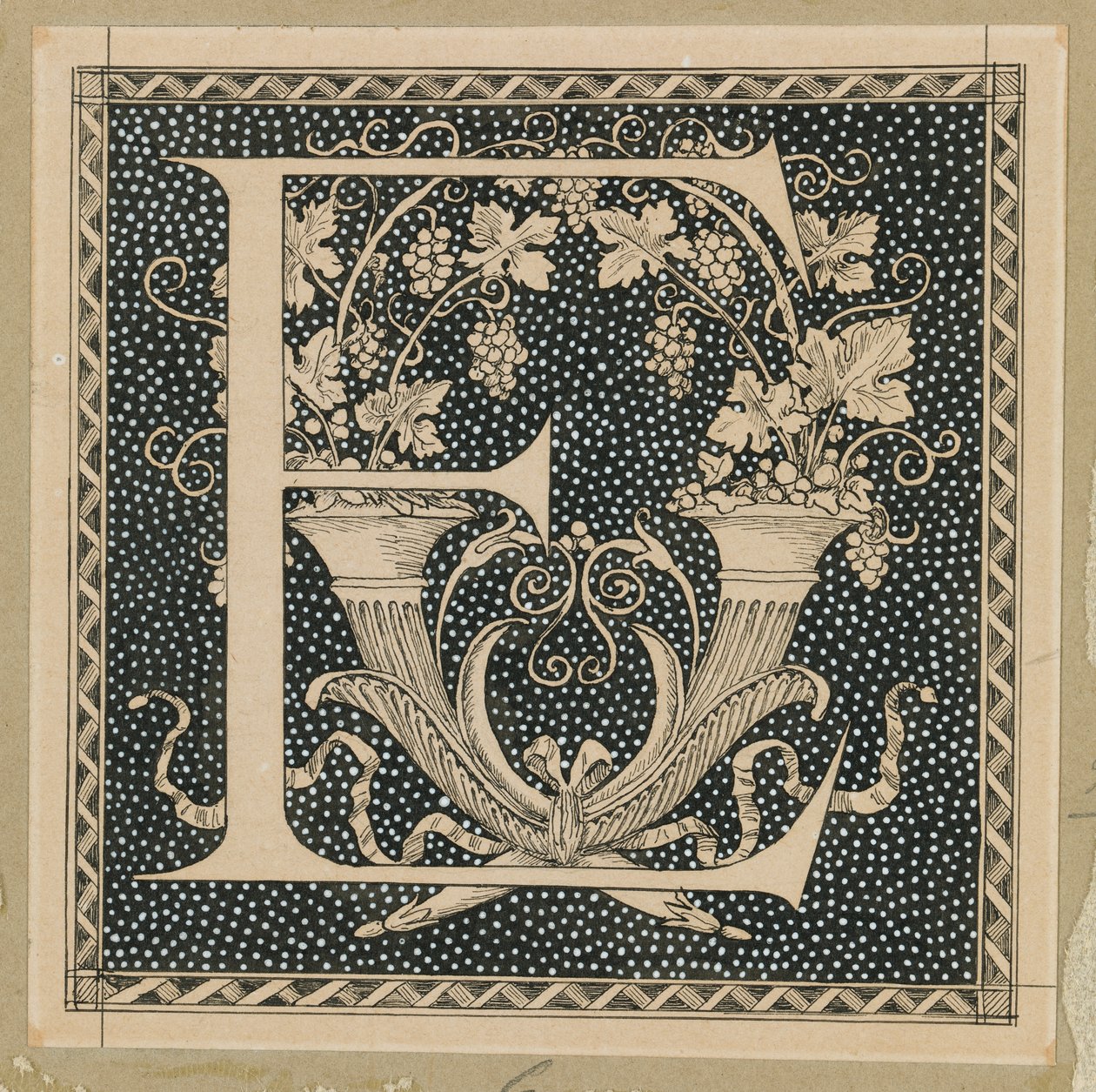 Lettera Maiuscola E, illustrazione da La Vita di Nostro Signore Gesù Cristo da James Jacques Joseph Tissot
