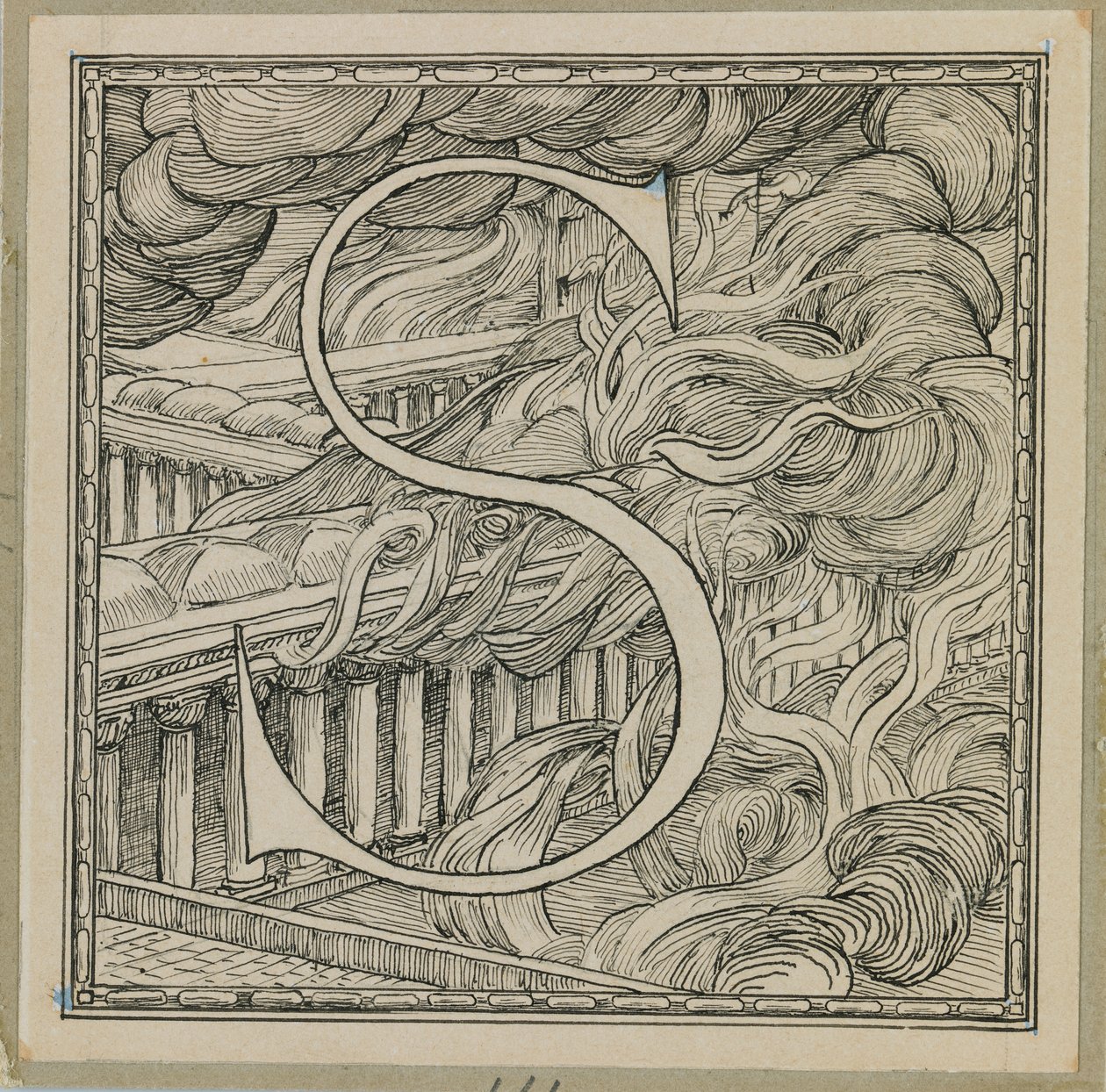 Lettera Maiuscola S, illustrazione da La Vita di Nostro Signore Gesù Cristo da James Jacques Joseph Tissot
