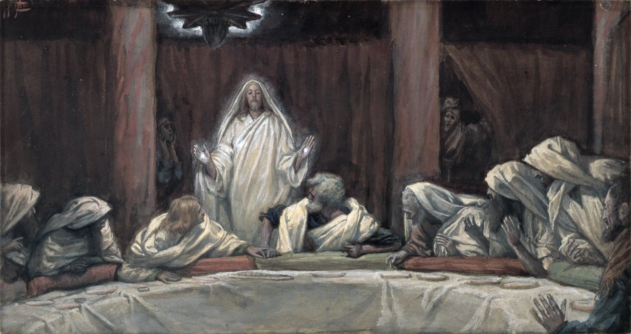 Apparve agli undici mentre erano a tavola, illustrazione per La vita di Cristo da James Jacques Joseph Tissot