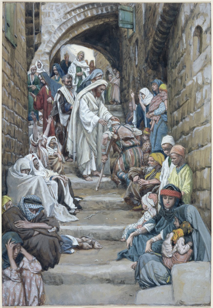 Nei villaggi i malati venivano portati da lui (illustrazione per La vita di Cristo) da James Jacques Joseph Tissot