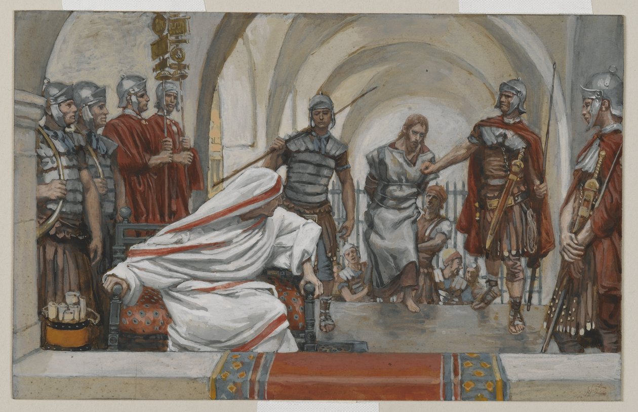 Gesù condotto da Erode a Pilato, illustrazione da La vita di Nostro Signore Gesù Cristo, 1886-94 da James Jacques Joseph Tissot