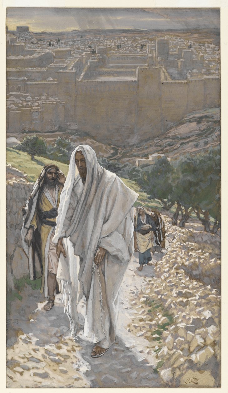 Gesù va la sera a Betania, illustrazione da La vita di Nostro Signore Gesù Cristo, 1886-94 da James Jacques Joseph Tissot