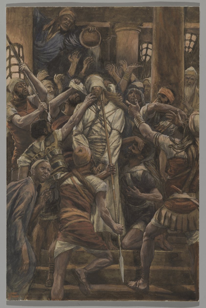 Maltrattamenti nella casa di Caifa, illustrazione da La vita di Nostro Signore Gesù Cristo, 1886-94 da James Jacques Joseph Tissot