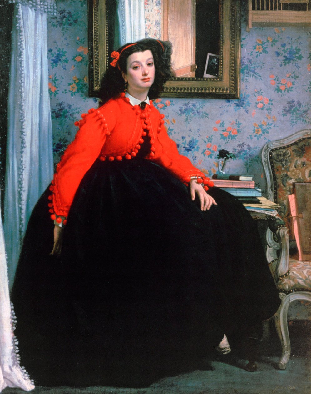 Ritratto di Mlle L L, Giovane donna in giacca rossa, 1864 da James Jacques Joseph Tissot