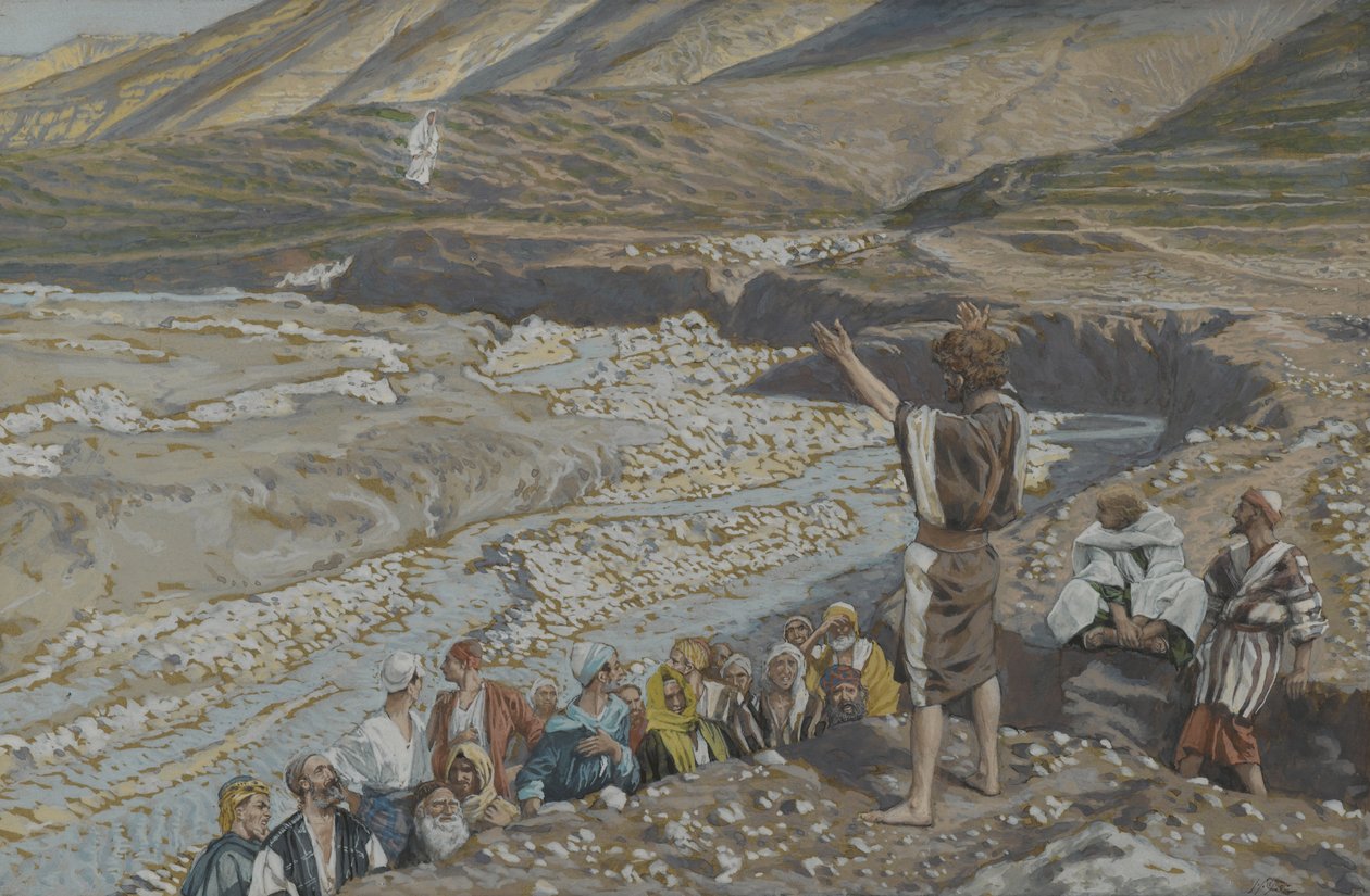 San Giovanni Battista vede Gesù da lontano, illustrazione da La vita di Nostro Signore Gesù Cristo da James Jacques Joseph Tissot