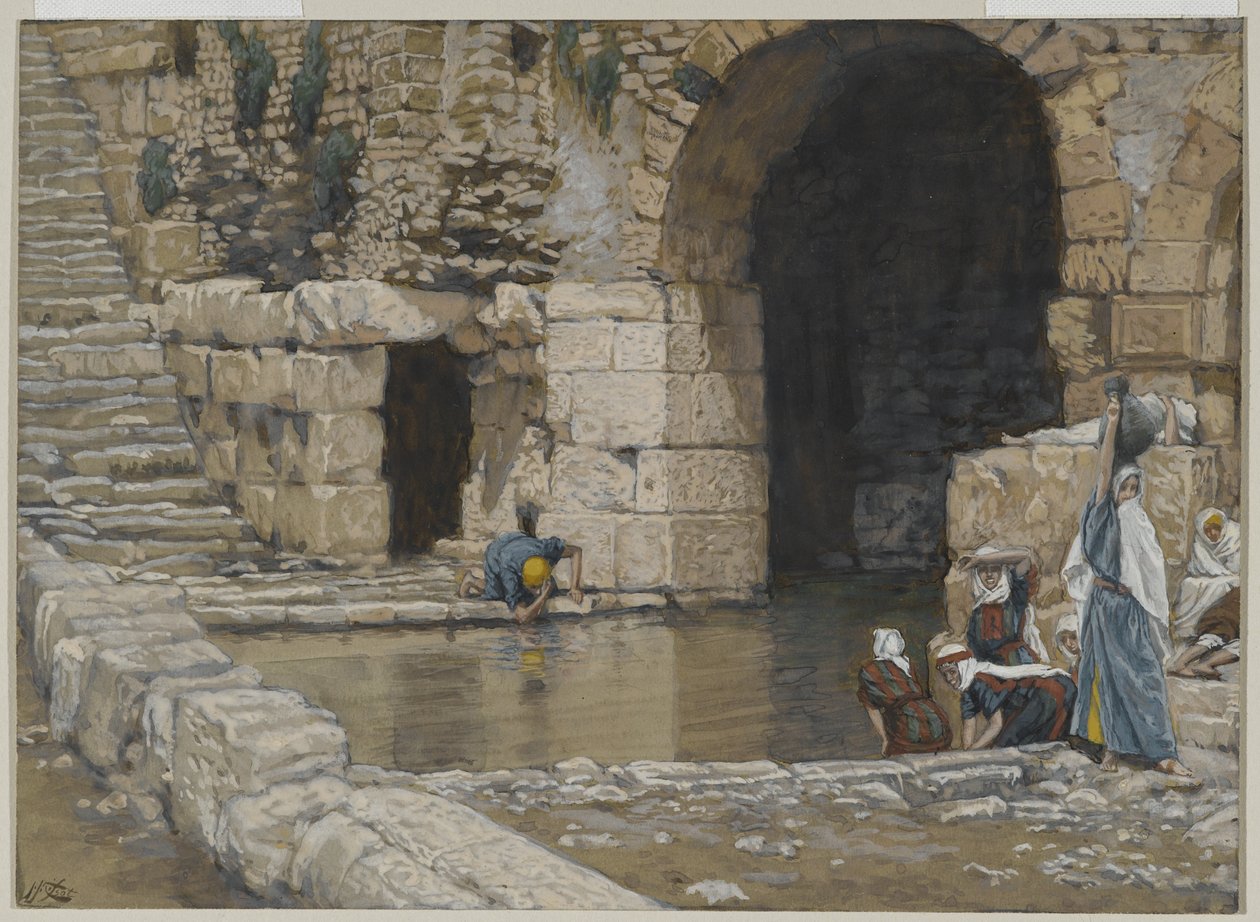 Il cieco si lava nella piscina di Siloe, illustrazione da La vita di Nostro Signore Gesù Cristo, 1886-96 da James Jacques Joseph Tissot