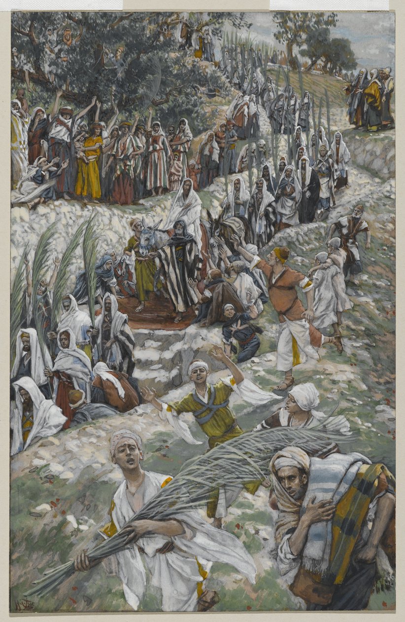 La processione sul Monte degli Ulivi, illustrazione da La vita di Nostro Signore Gesù Cristo, 1886-94 da James Jacques Joseph Tissot