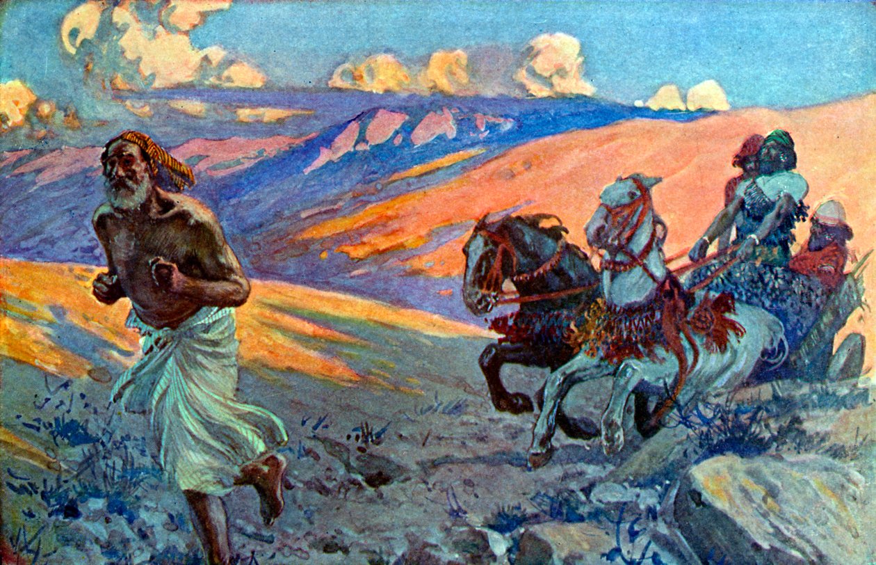 Elia corre davanti al carro di Acab da James Jacques Joseph after Tissot