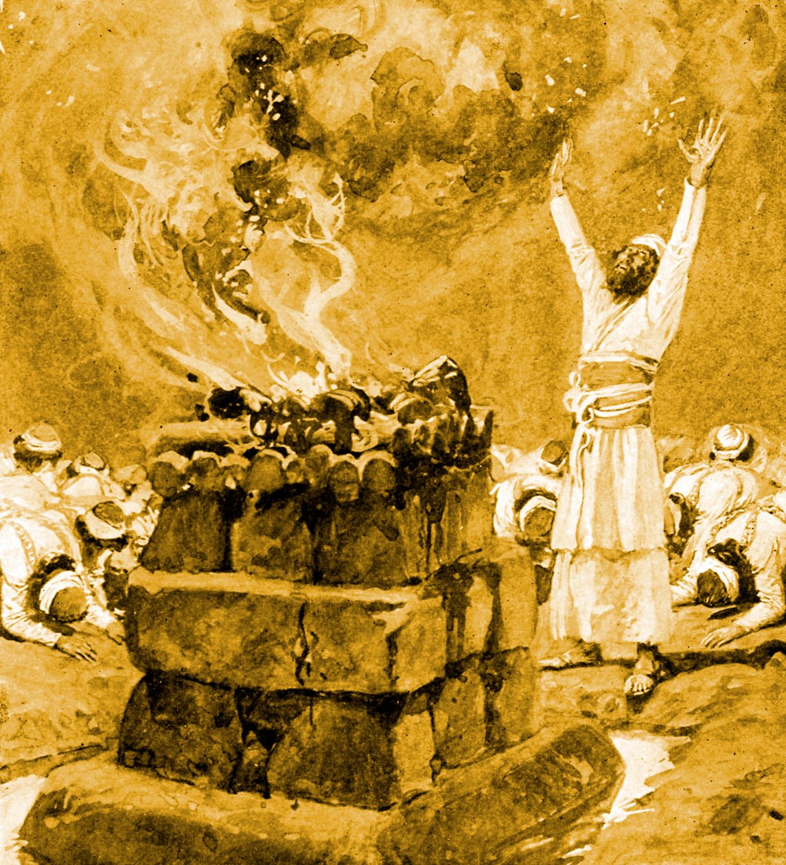 Il fuoco dal cielo consuma il sacrificio da James Jacques Joseph after Tissot