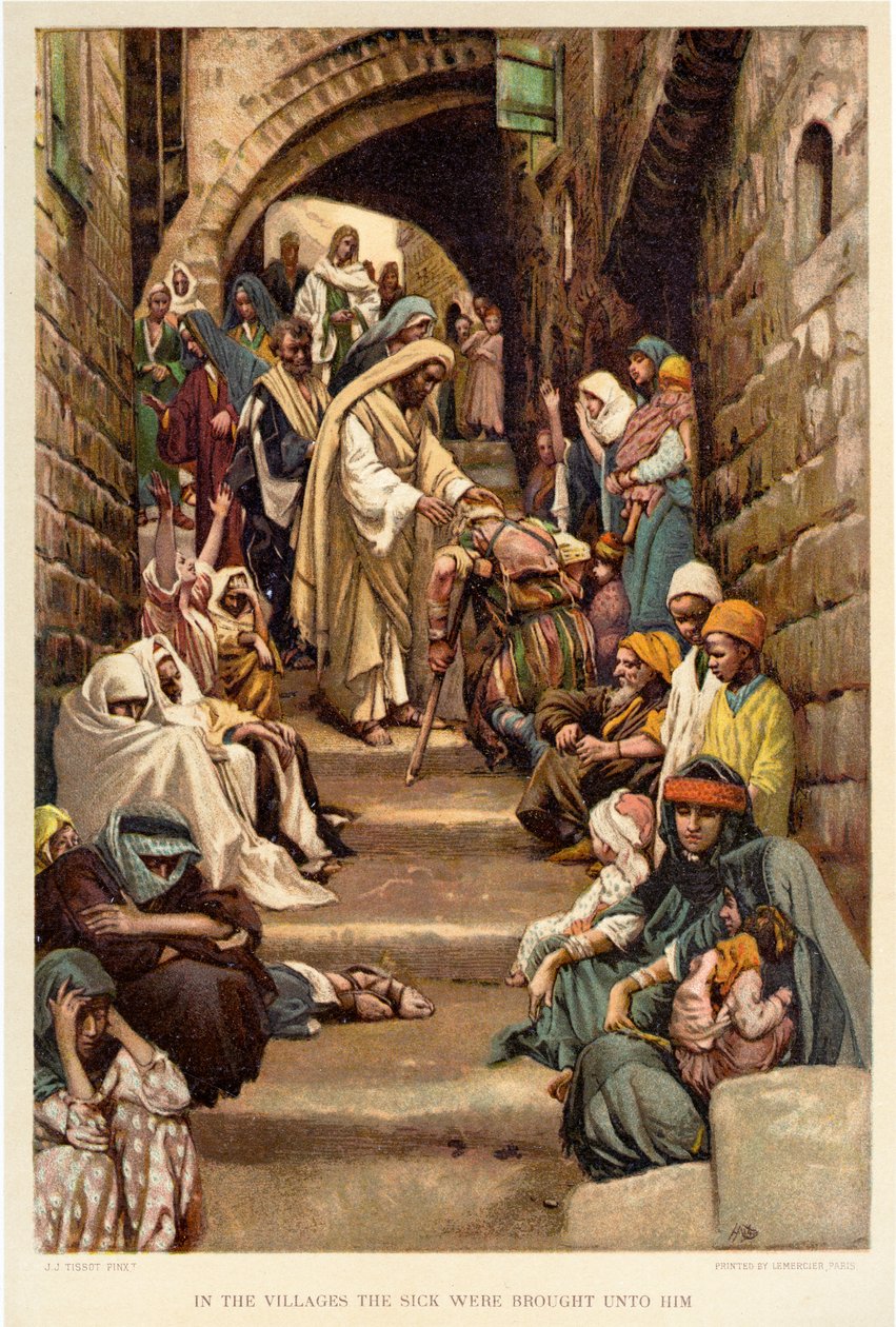 Nei villaggi i malati venivano portati da lui da James Jacques Joseph after Tissot