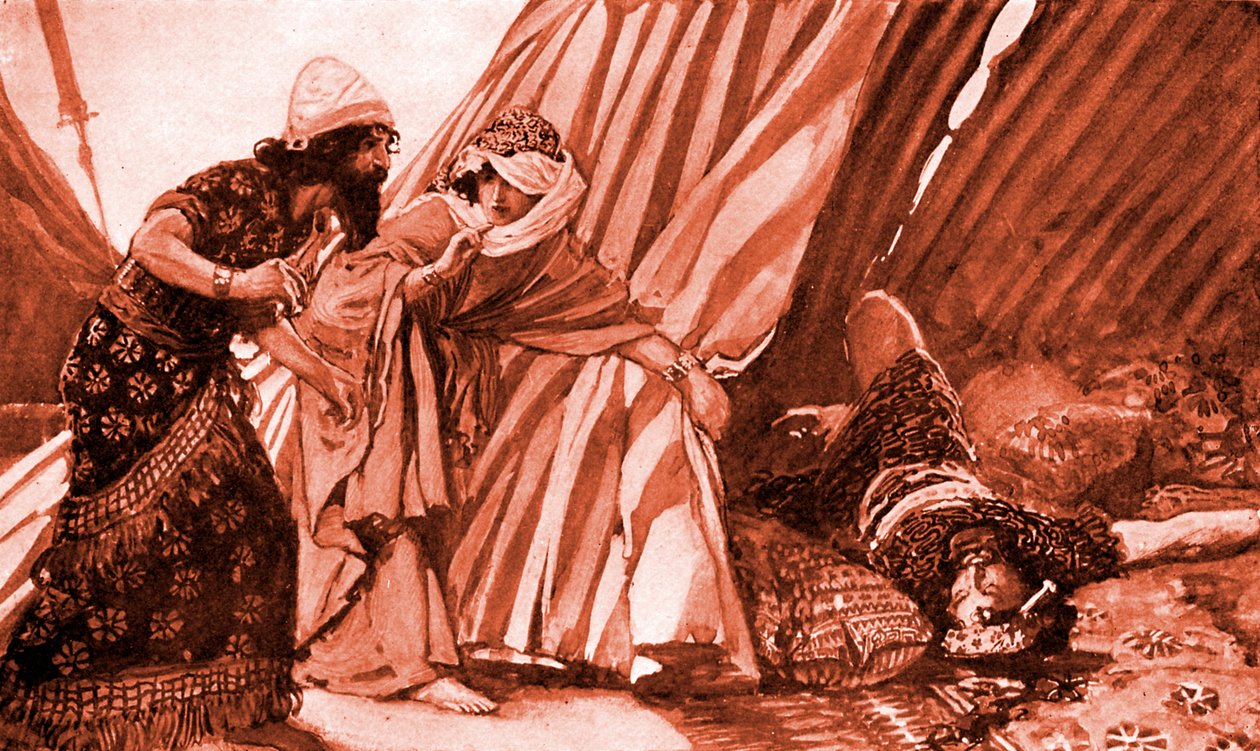 Giaele mostra a Barak Sisera morto da James Jacques Joseph after Tissot