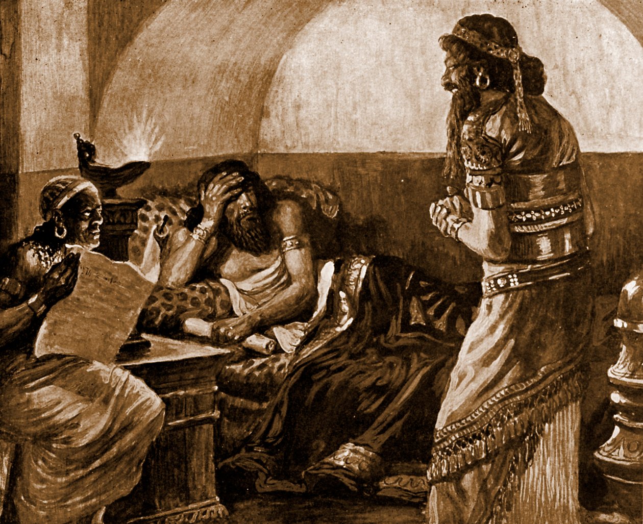 Le cronache sono lette ad Assuero da James Jacques Joseph after Tissot