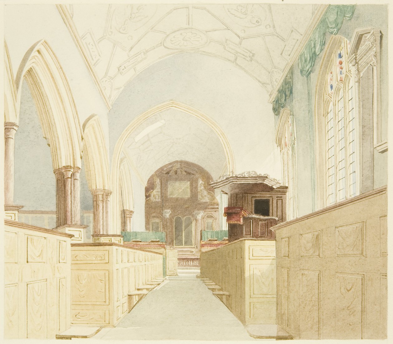 Interno della Chiesa di St Mary-le-Port da James Johnson