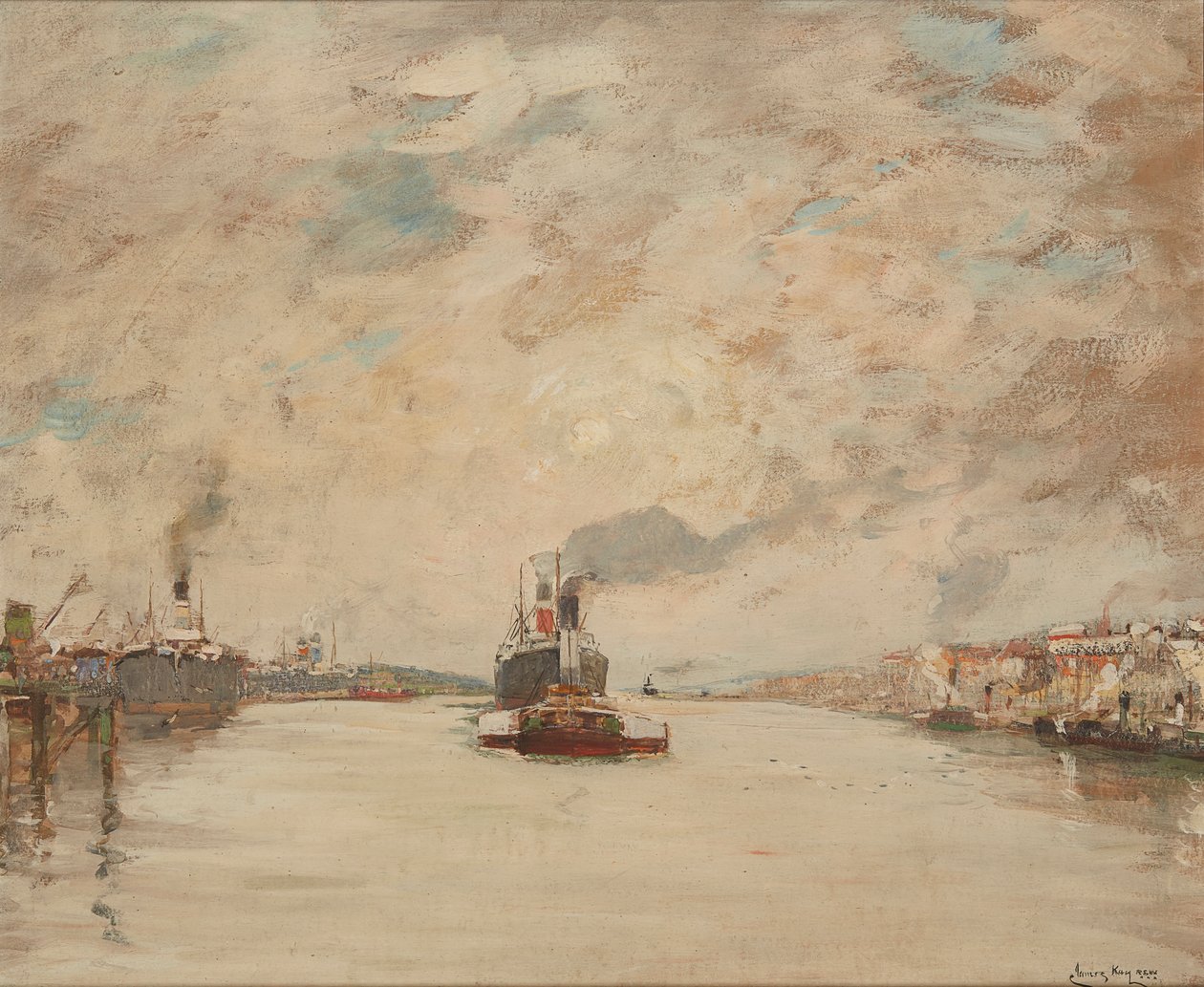 Sole al tramonto, fiume Clyde da James Kay