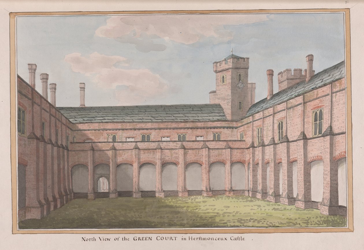 Castello di Herstmonceux, East Sussex: Vista Nord del Cortile Verde da James Lambert  of Lewes
