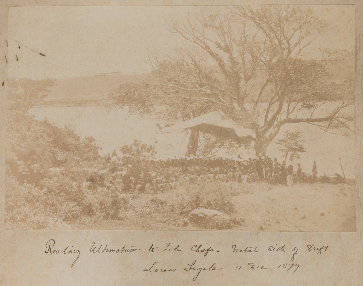 La lettura di un ultimatum ai capi Zulu sul lato Natal del Drift Lower Tugela, 11 dicembre 1878 da James Lloyd