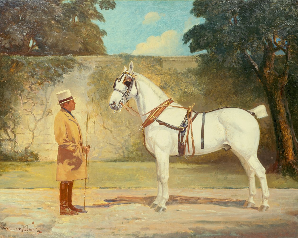 Ambrose Clark con il cavallo da tiro preferito (olio su tela) da James Lynwood Palmer