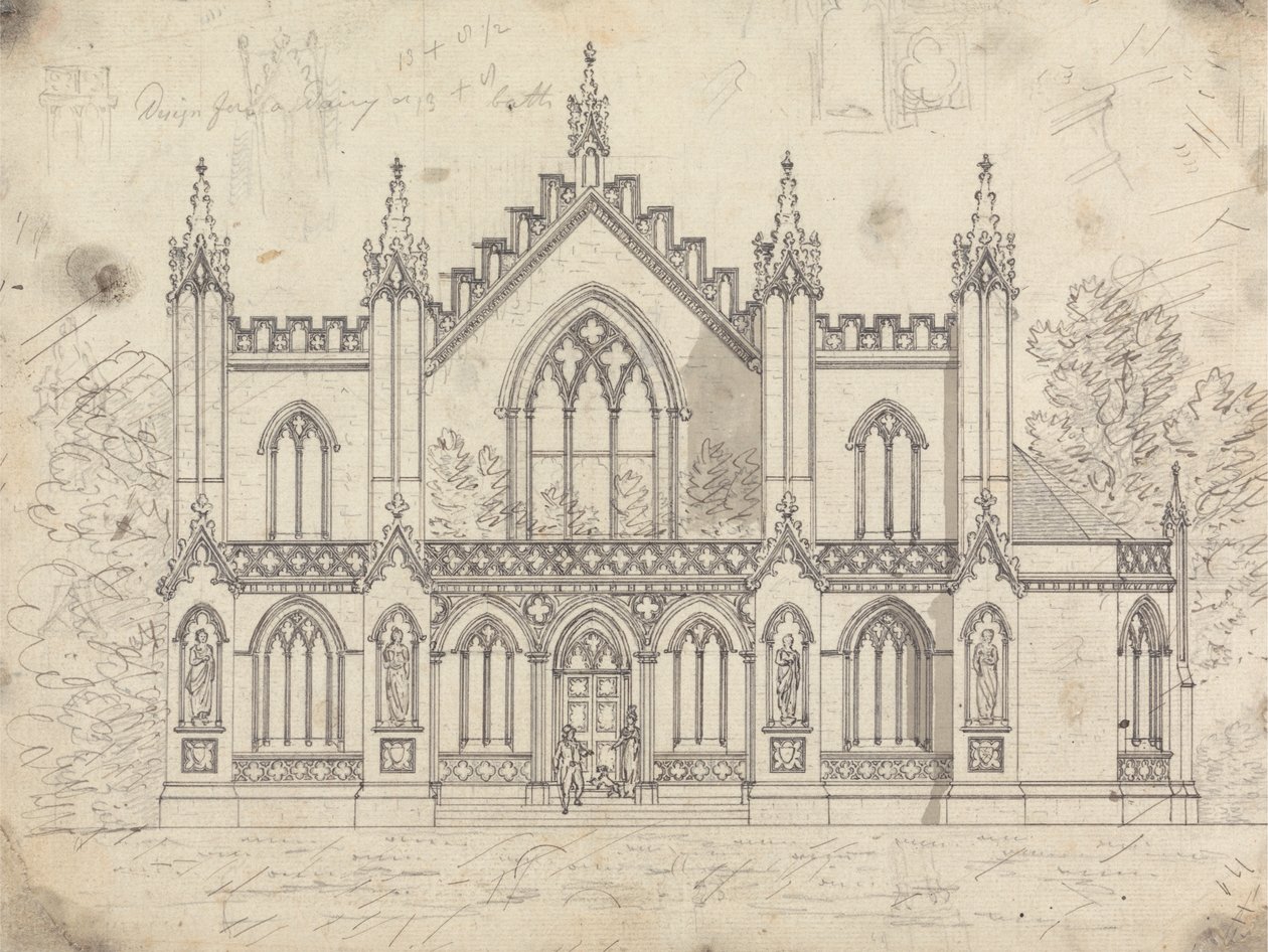 Disegno preparatorio per il Progetto 14, Tavola 11 per Una collezione di progetti per ritiri rurali da James Malton