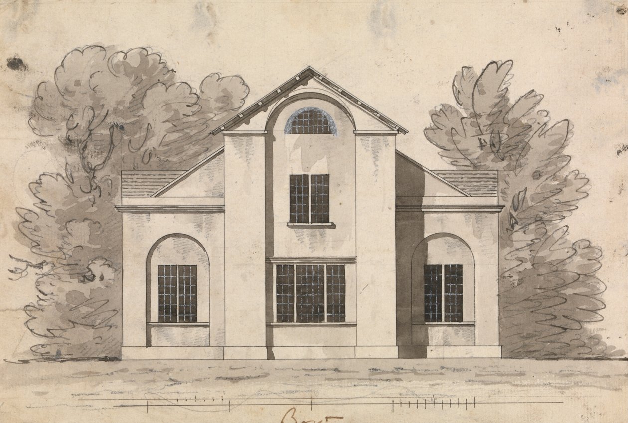 Disegno preparatorio per il Design 1, Tavola 1 di Una collezione di design per ritiri rurali da James Malton