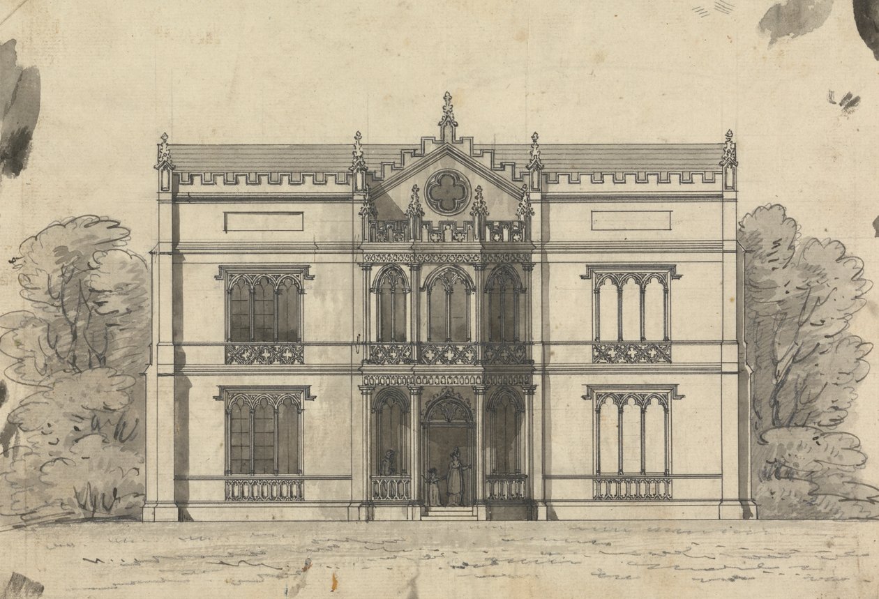 Disegno preparatorio per il Design 21, Piatto 19 di Una collezione di disegni per ritiri rurali da James Malton