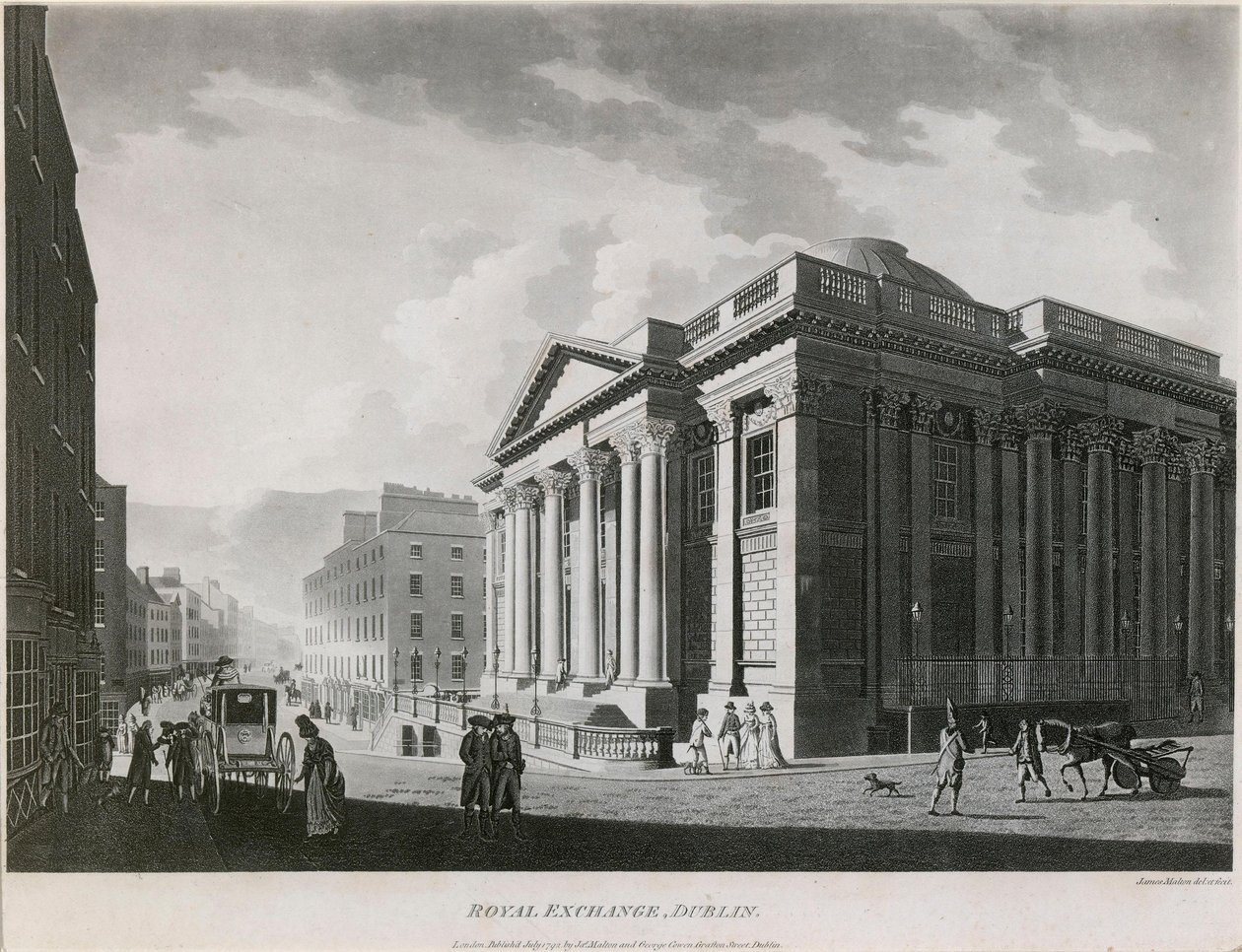 La Royal Exchange (ora City Hall), Cork Hill, Dublino da James Malton