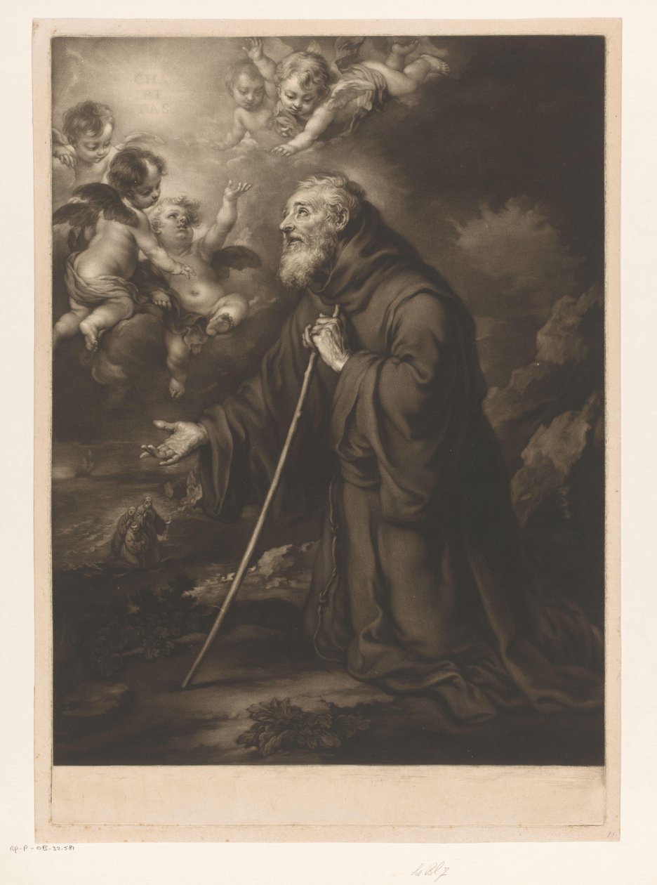 San Francesco di Paola inginocchiato in preghiera da James McArdell