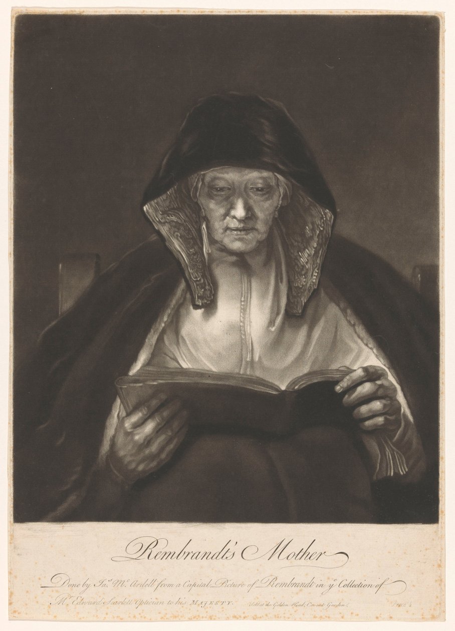 Ritratto di una vecchia che legge (Madre di Rembrandt) da James McArdell