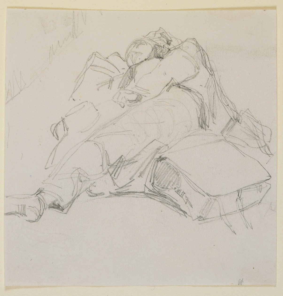 Un uomo che dorme su una pila di bagagli da James Abbott McNeill Whistler