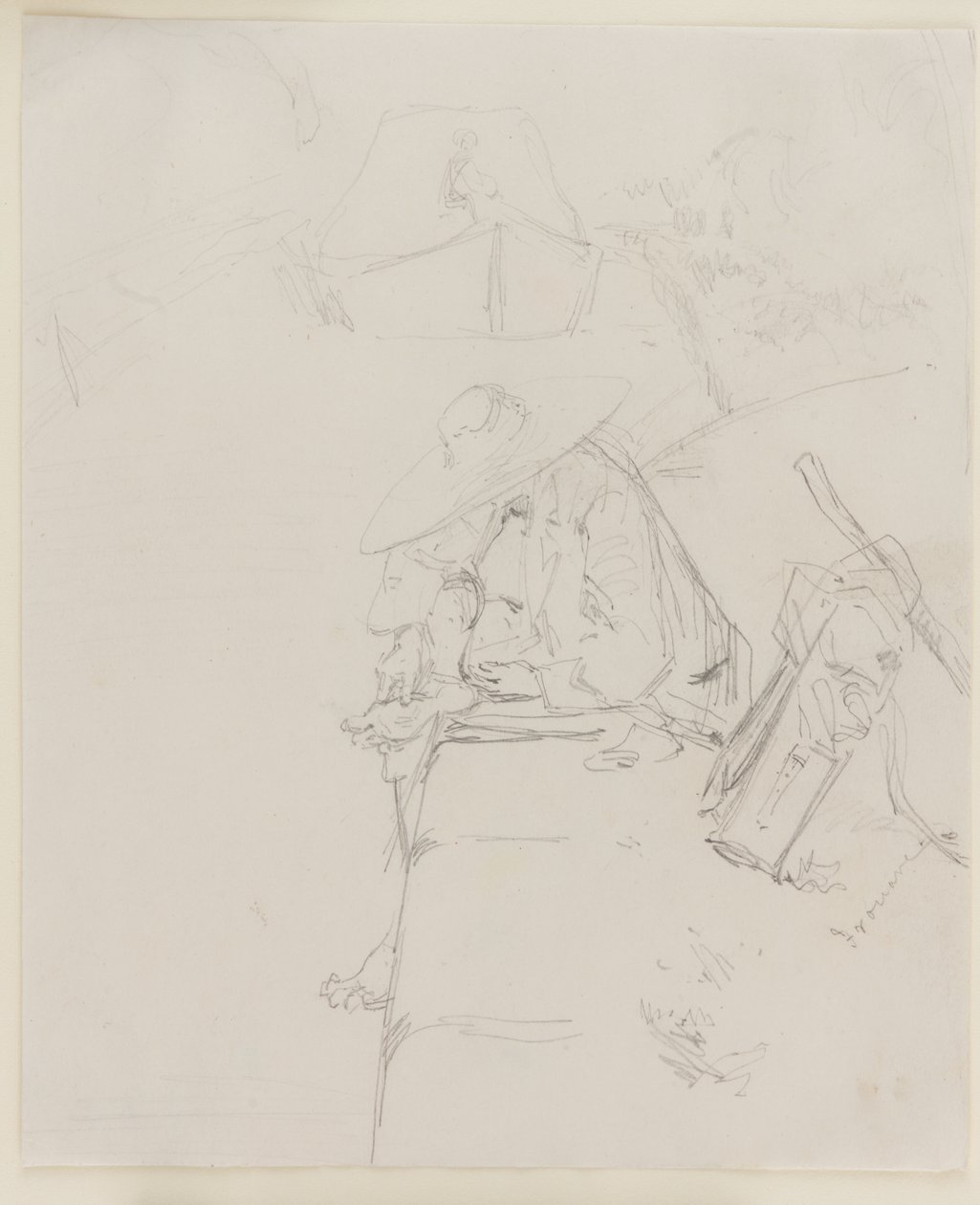 Un uomo seduto sul bordo di un muro da James Abbott McNeill Whistler