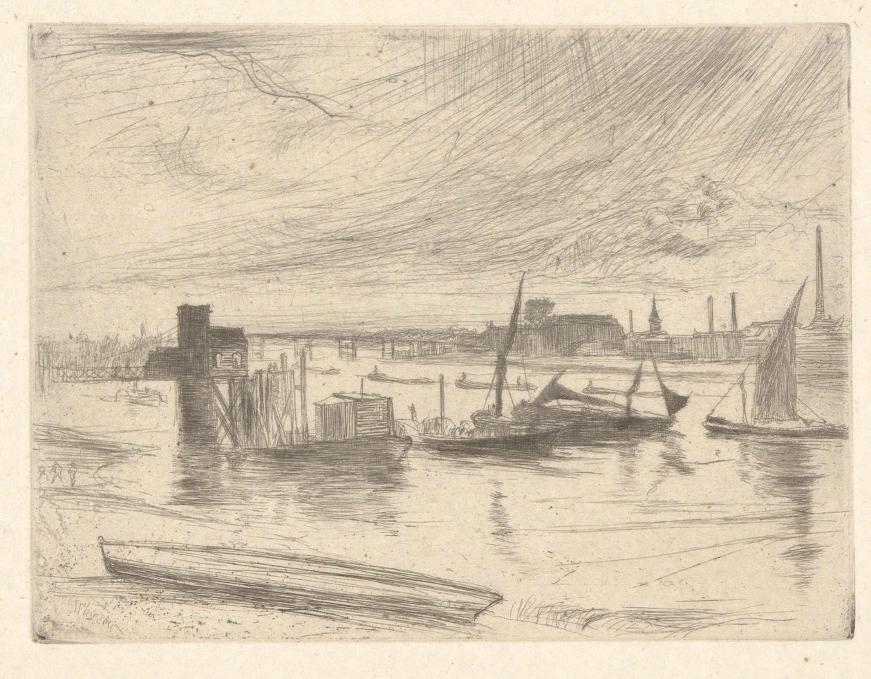 Alba a Battersea (Cadogan Pier), dalla serie del Tamigi da James Abbott McNeill Whistler