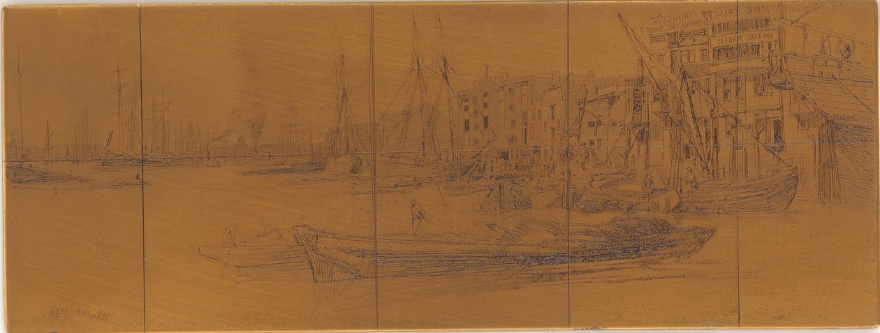 Lastra di incisione: Magazzini del Tamigi da James Abbott McNeill Whistler