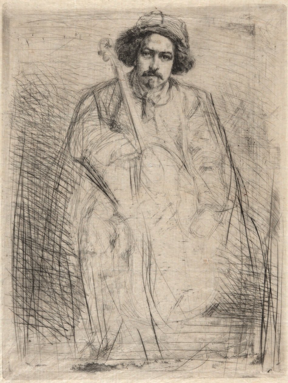 J. Becquet, scultore (Il violinista), dalla serie del Tamigi (Una serie di sedici acqueforti di scene sul Tamigi e altri soggetti) da James McNeill Whistler