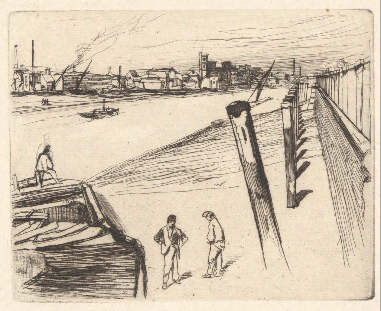 Millbank, dalla serie del Tamigi (Una serie di sedici acqueforti di scene sul Tamigi e altri soggetti) da James McNeill Whistler