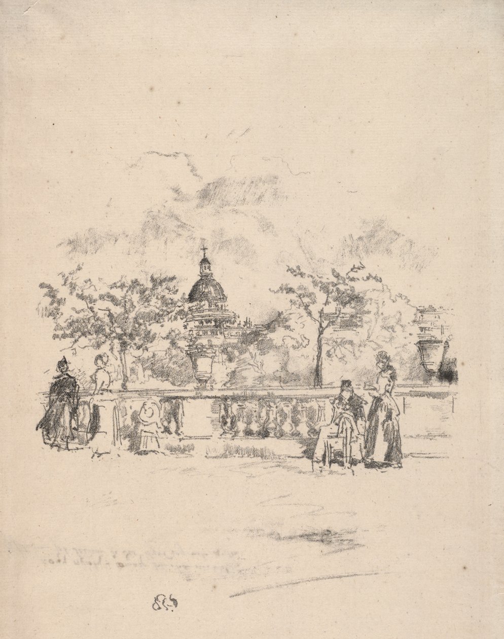 Il Pantheon visto dalla terrazza dei Giardini del Lussemburgo da James McNeill Whistler
