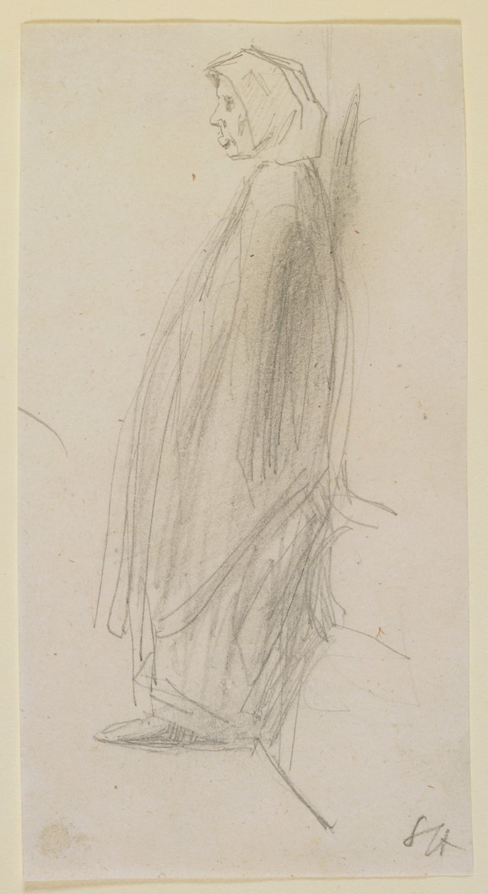 Schizzo di profilo di una vecchia in piedi da James Abbott McNeill Whistler