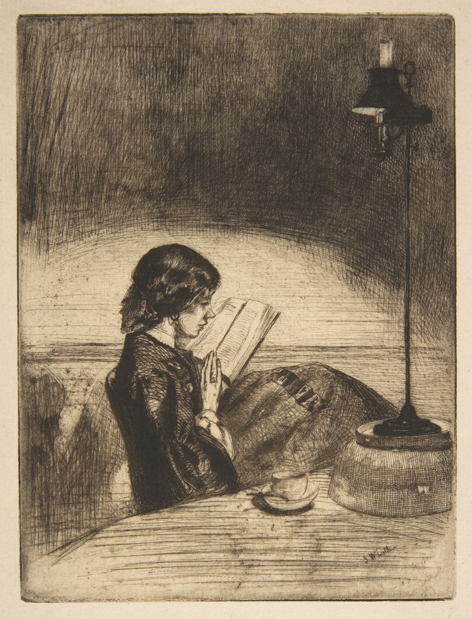 Lettura alla luce della lampada da James McNeill Whistler