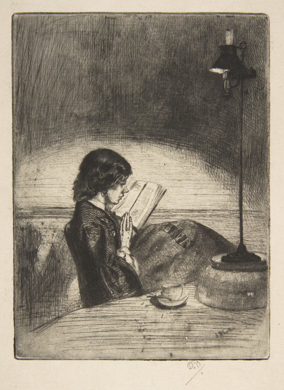 Lettura alla luce della lampada da James McNeill Whistler