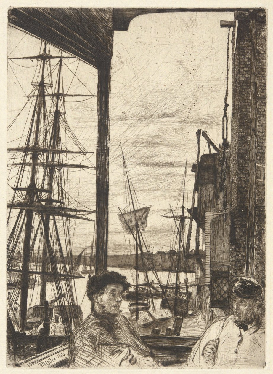 Rotherhithe (Wapping), dalla serie “Thames Set” (Una serie di sedici incisioni raffiguranti scene sul Tamigi e altri soggetti) da James McNeill Whistler