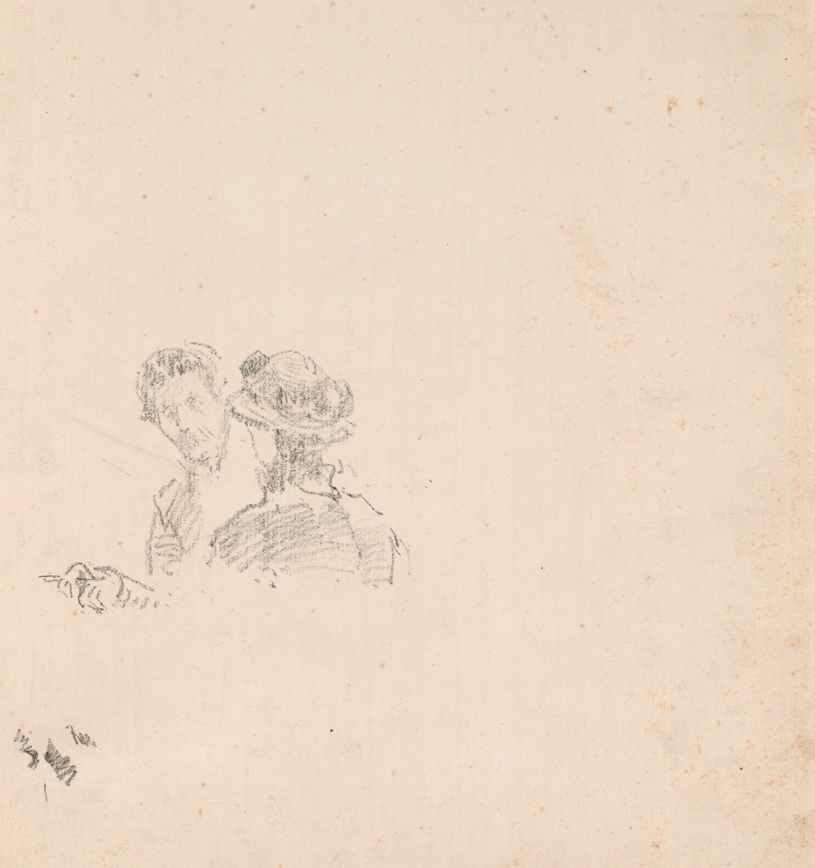Schizzo: Autoritratto con la signorina R. Birnie Philip da James McNeill Whistler