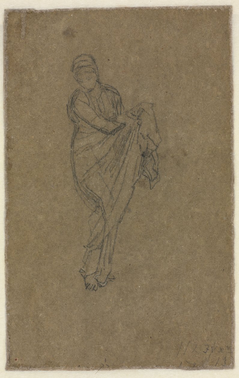 Donna in piedi che si tiene su il vestito (retro) da James McNeill Whistler