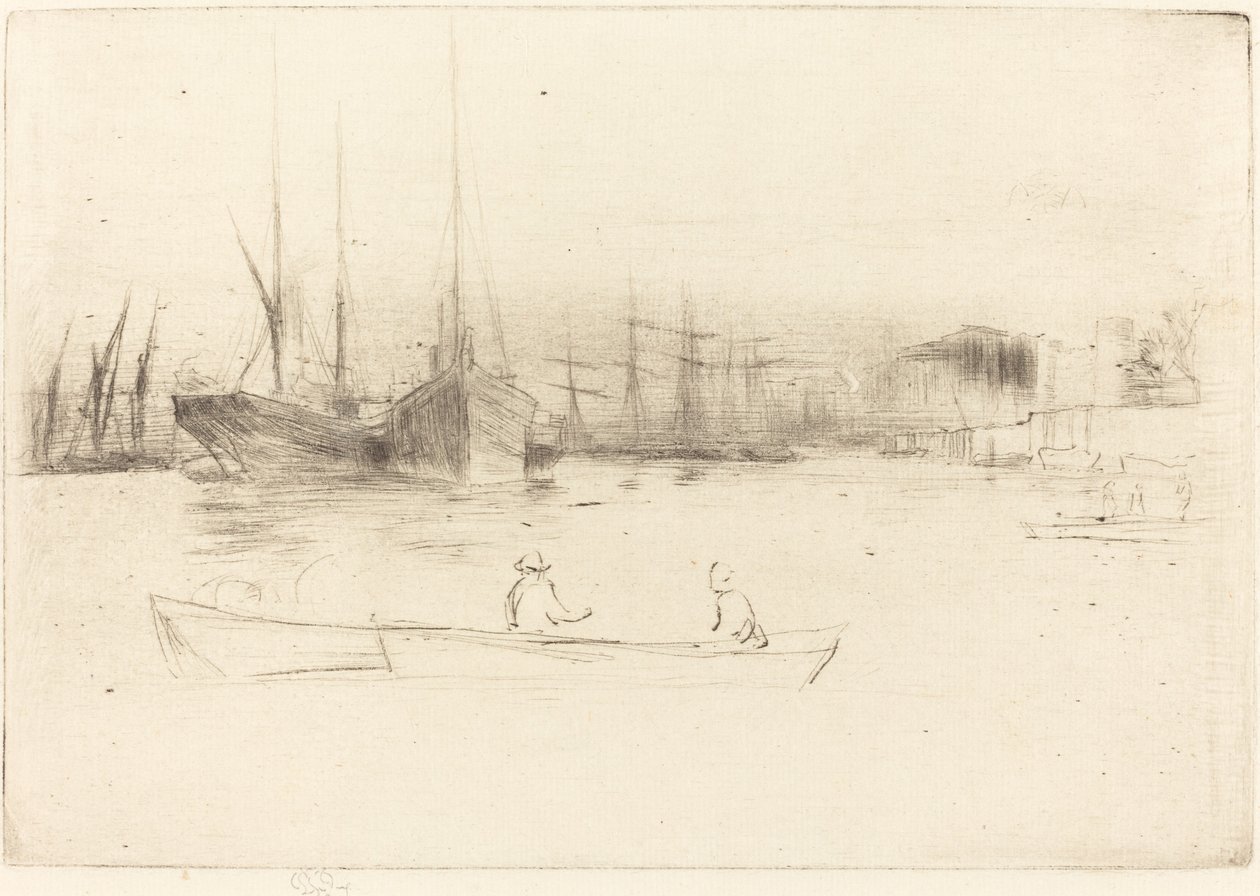 Battelli a vapore vicino alla Torre da James Abbott McNeill Whistler